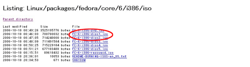 FC-6-i386-disc1.iso をダウンロード